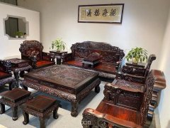 济南高价收购红木家具大红酸枝沙发雕花老红木回收